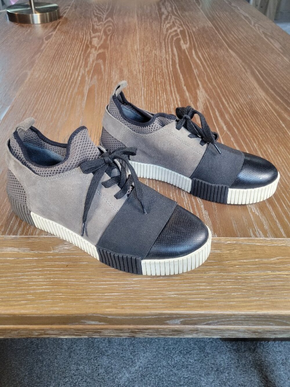 Marc Fisher LTD Gray Suede Knit Slip On Platform Sneakers Women's 8 - Picture 3 of 13